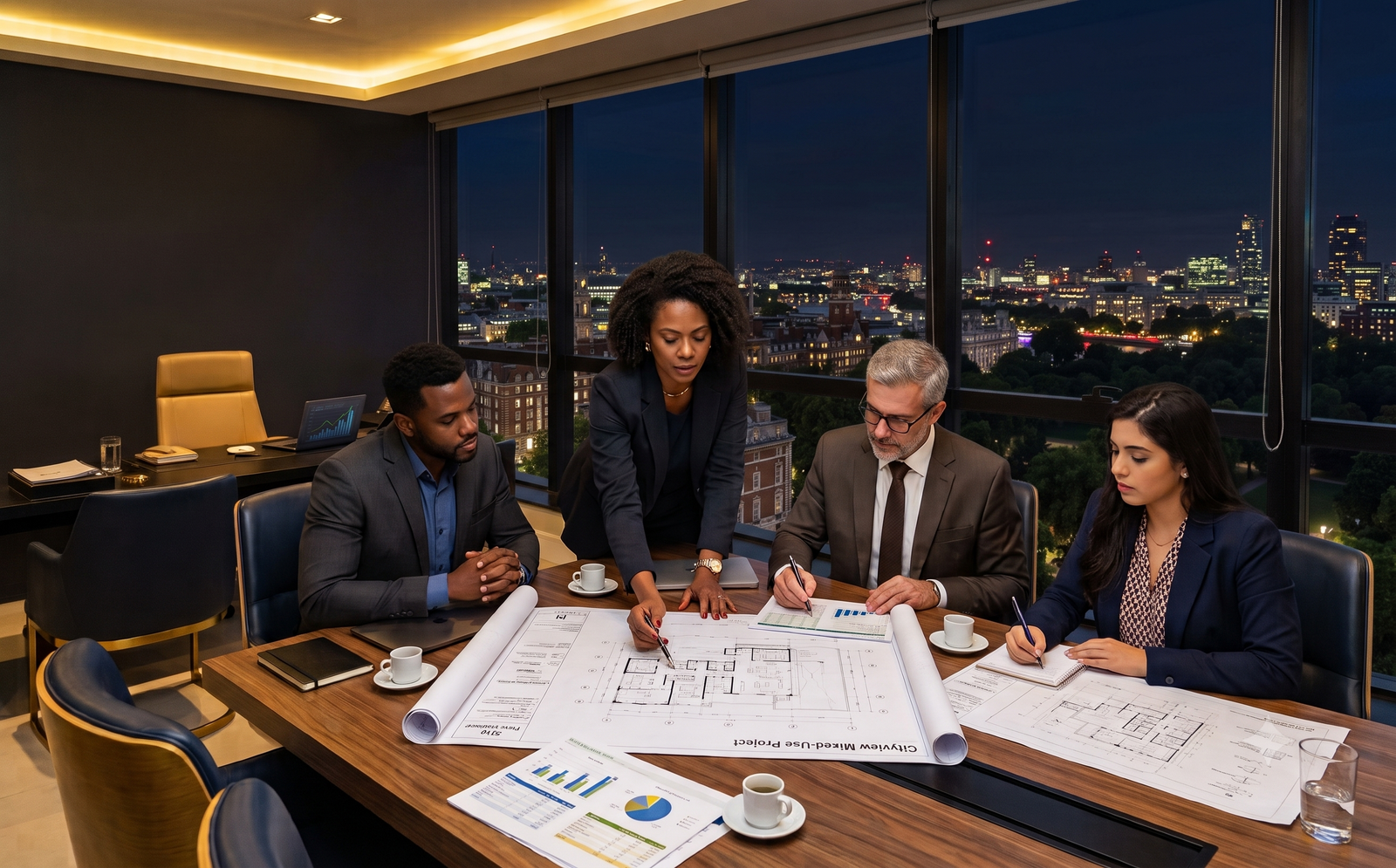Equipe MJG Assessoria analisando projetos de financiamento imobiliário